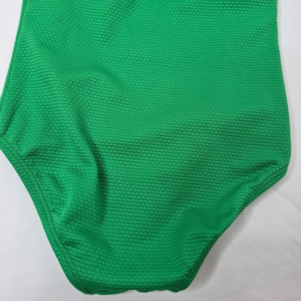 Ocean Gear Girls Green Textured‎ Ruffle Strap One Piece Swimsuit Size XS 4-5